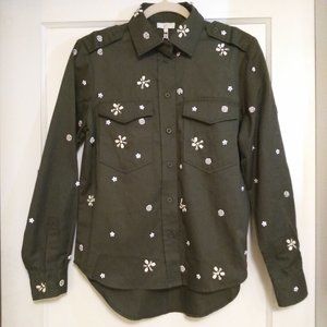 NWT Joie Hayfa Embellished Fatigue Shirt